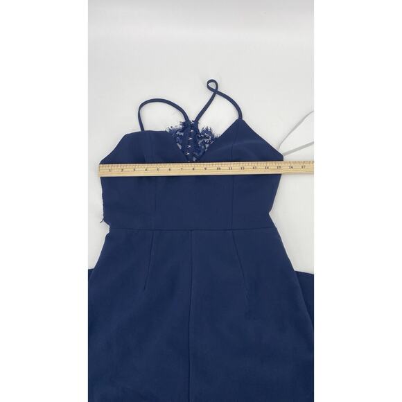 Lovers + Friends Maxi Dress Women's 6 Navy Stretch Spaghetti Straps Back Zip - Picture 11 of 13